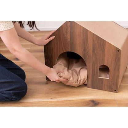 ペットハウス 家型 小型犬用 猫用 ブラウン 幅50 奥行40 高さ45cm 天然木 ペット家具